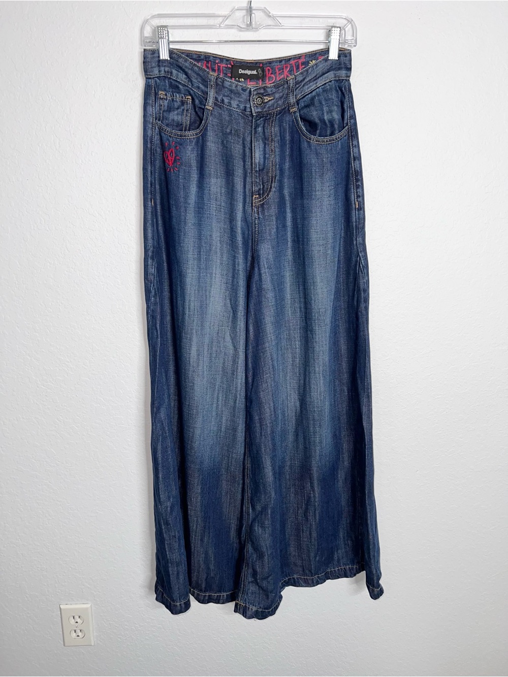 Desigual Super Wide Leg Jeans Women’s Size 28 Flare High Waisted C - Picture 3 of 15